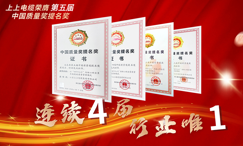 行业唯一！壹定发电缆一连四届荣膺中国质量奖提名奖